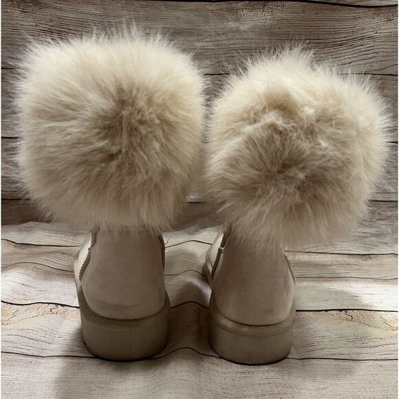Rouge Helium Boots Women’s Booties Faux Fur Suede Ivory Platform Boho Cream 9 - Picture 5 of 7